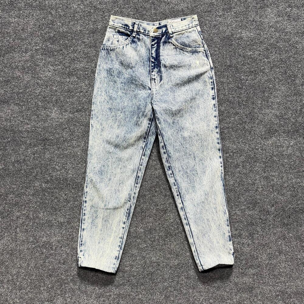 Vintage Prezzia Jeans Juniors 9 Blue Acid Wash High Rise Mom Tapered Made USA